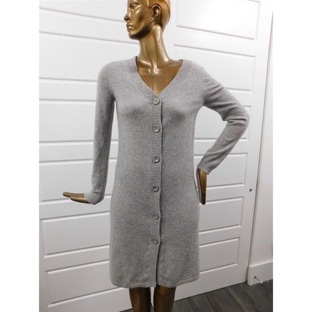 Neiman Marcus Exclusive Gray 100% Cashmere Long Sleeve Sweater Coat sz S
